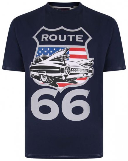 Kam Jeans 5353 Route 66 Print T-shirt Indigo - T-shirts - T-shirts Homme Grande Taille