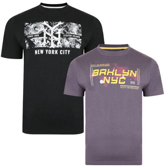 Kam Jeans 5367 Twin Print T-shirt - T-shirts - T-shirts Homme Grande Taille