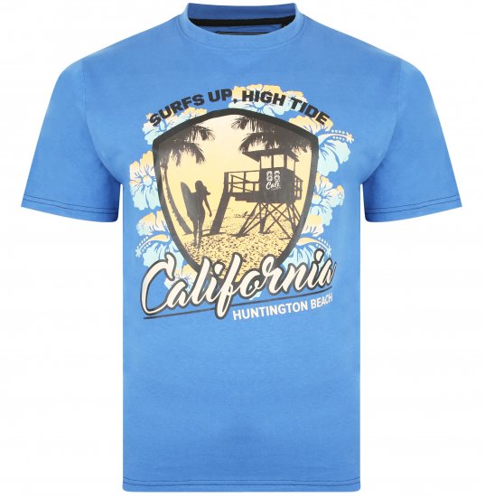 Kam Jeans 5368 California Print T-shirt Blue - T-shirts - T-shirts Homme Grande Taille