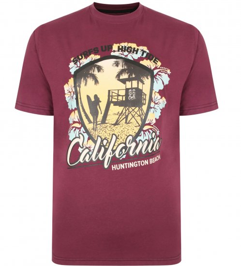 Kam Jeans 5368 California Print T-shirt Plum - T-shirts - T-shirts Homme Grande Taille
