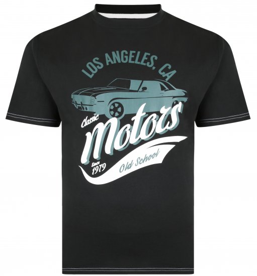Kam Jeans 5369 Motors Print T-shirt Black - T-shirts - T-shirts Homme Grande Taille