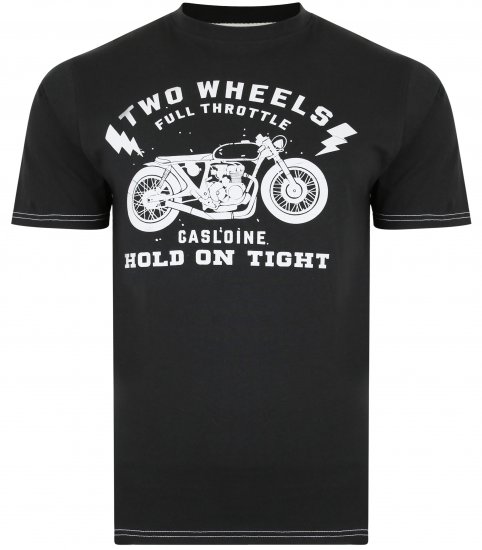 Kam Jeans 5371 Motorbike Print T-shirt Black - T-shirts - T-shirts Homme Grande Taille