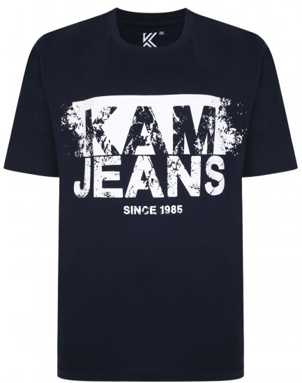 Kam Jeans 5384 Kam Logo Printed Tee Navy - T-shirts - T-shirts Homme Grande Taille