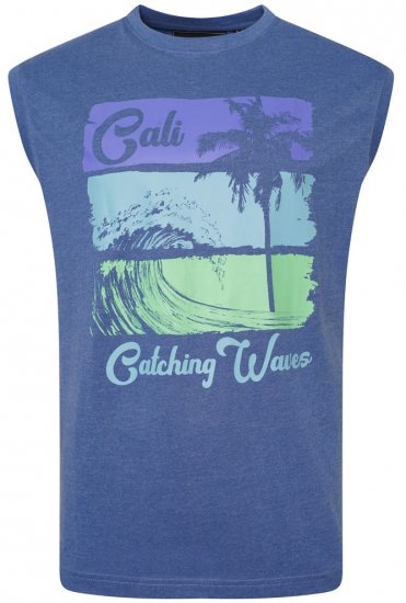 Kam Jeans 5397 California Sleeveless Tee Blue Marl - T-shirts - T-shirts Homme Grande Taille