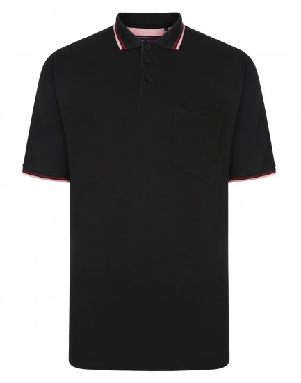 Kam Jeans Polo with Pocket Black - Polos - Polos homme grande taille