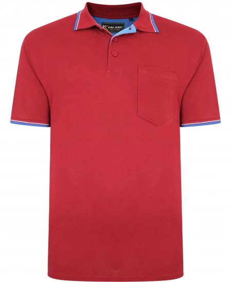 Kam Jeans 5400C Tipped Polo with Pocket Burgundy - Polos - Polos homme grande taille