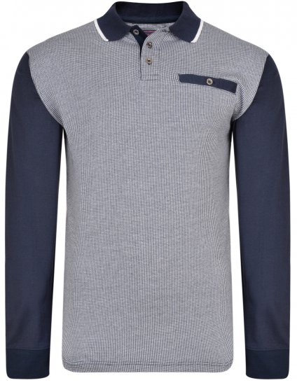 Kam Jeans 5425 Long Sleeve Polo Navy - Polos - Polos homme grande taille