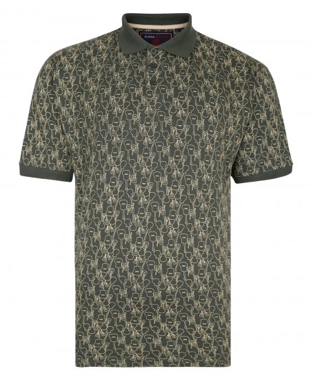 Kam Jeans Guitar Print Polo Olive - Polos - Polos homme grande taille