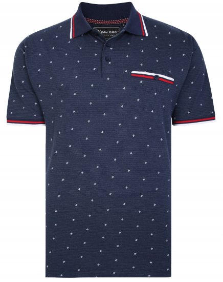 Kam Jeans 5456 Drop Needle Jersey Polo with Dobby Print - Polos - Polos homme grande taille