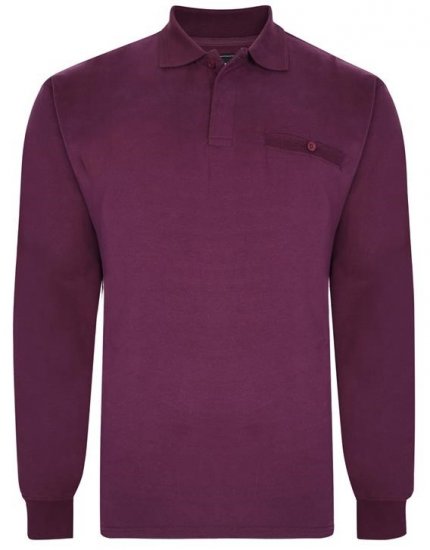 Kam Jeans 5457 LS Peach Finish Polo Plum - Polos - Polos homme grande taille