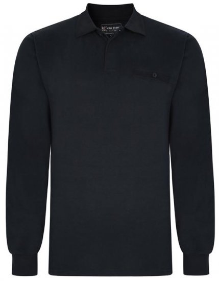 Kam Jeans 5457 LS Peach Finish Polo Black - Polos - Polos homme grande taille