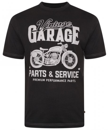 Kam Jeans 5702 Vintage Print T-Shirt Black - T-shirts - T-shirts Homme Grande Taille
