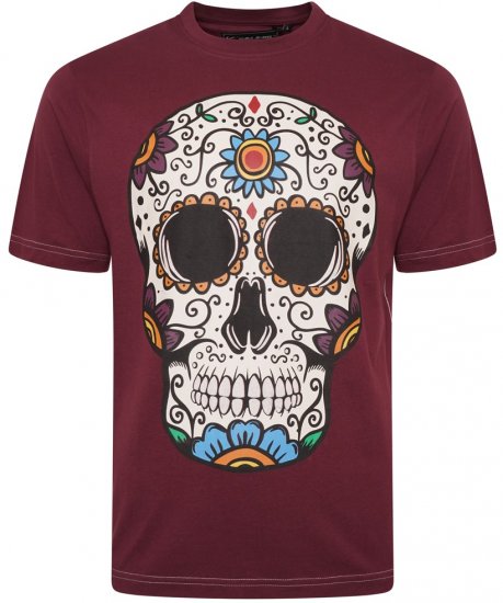 Kam Jeans 5705 Coloured Skull Print Tee Plum - T-shirts - T-shirts Homme Grande Taille
