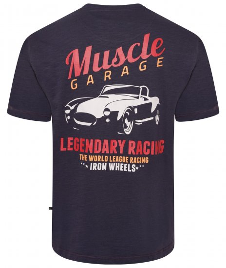 Kam Jeans 5710 Legendary Racing Slub Tee With Back Print Navy - T-shirts - T-shirts Homme Grande Taille