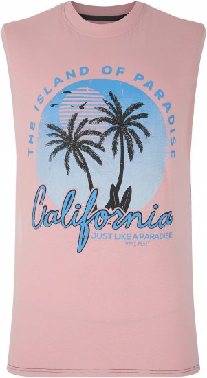 Kam Jeans 5727 California Paradise Sleeveless T-Shirt Pink - T-shirts - T-shirts Homme Grande Taille