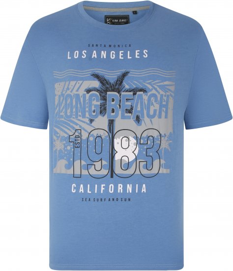 Kam Jeans 5729 Long Beach Print T-Shirt Blue Marl - T-shirts - T-shirts Homme Grande Taille