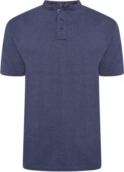 Kam Jeans 5744 Textured Jersey Grandad Top Indigo - Polos - Polos homme grande taille
