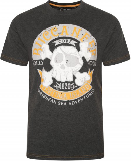 Kam Jeans 5753 Buccaneer Print T-Shirt Charcoal Marl - T-shirts - T-shirts Homme Grande Taille