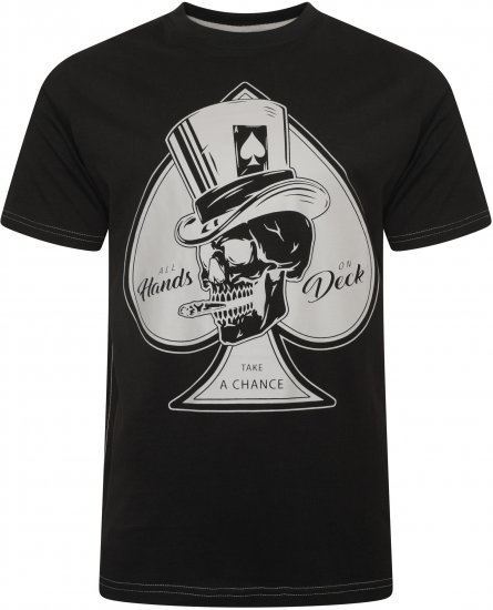 Kam Jeans 5757 Hands on Deck Skull Print T-Shirt Black - T-shirts - T-shirts Homme Grande Taille