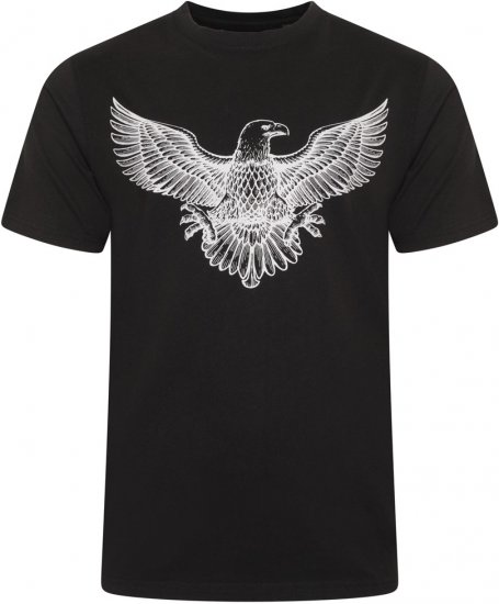 Kam Jeans 5758 Eagle Print T-Shirt Black - T-shirts - T-shirts Homme Grande Taille