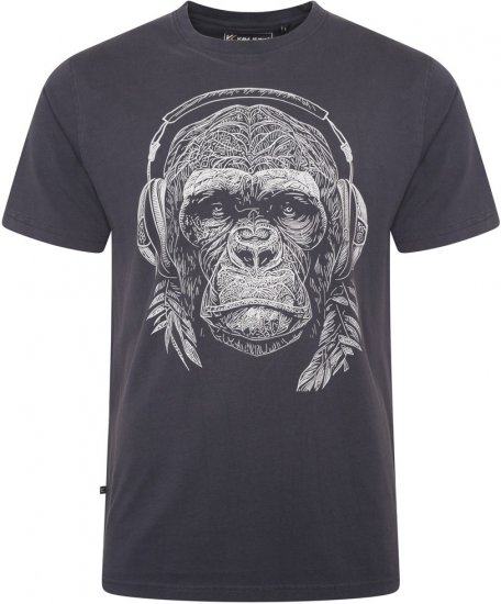 Kam Jeans 5759 Stencil Gorilla Print T-Shirt Indigo - T-shirts - T-shirts Homme Grande Taille