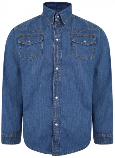 Kam Jeans 602 Denim Shirt Stonewash - Chemises - Chemises Grandes Tailles Hommes