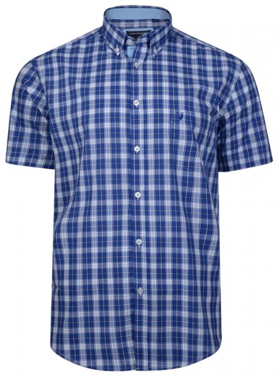 Kam Jeans 6155 Short Sleeve Check Shirt Blue - Chemises - Chemises Grandes Tailles Hommes