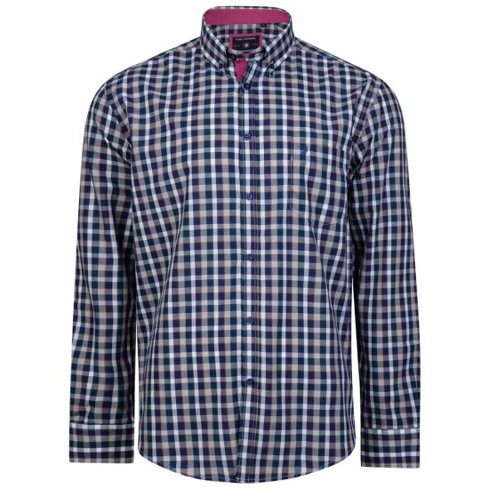 Kam Jeans 6156 Long Sleeve Check Shirt Navy - Chemises - Chemises Grandes Tailles Hommes