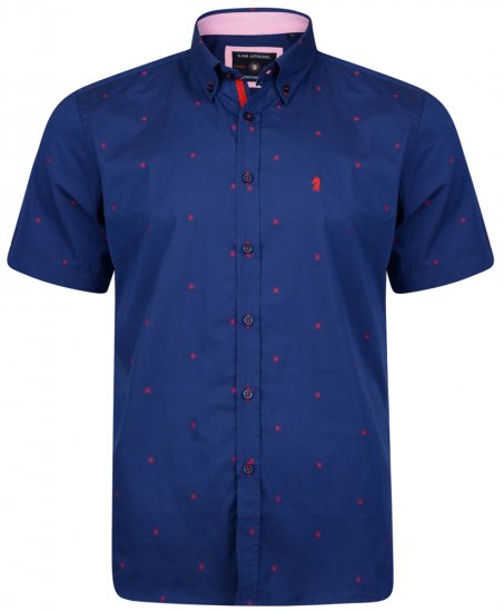 Kam Jeans 6160 Short Sleeve Dobby Print Shirt Twilight Blue - Chemises - Chemises Grandes Tailles Hommes