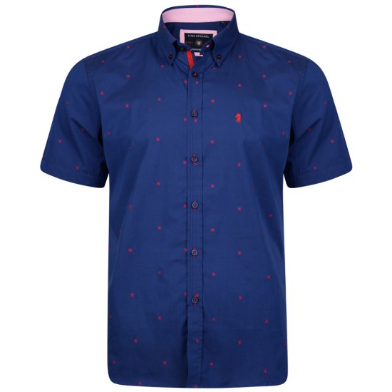Kam Jeans 6160 Short Sleeve Dobby Print Shirt Twilight Blue - Chemises - Chemises Grandes Tailles Hommes