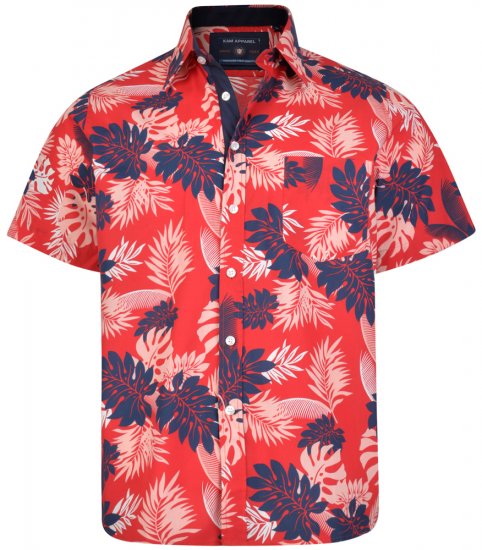 Kam Jeans 6166 Hawaii Shirt Red - Chemises - Chemises Grandes Tailles Hommes