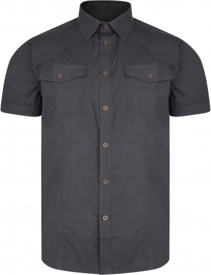 Kam Jeans 6180 Retro Stretch Shirt Charcoal - Chemises - Chemises Grandes Tailles Hommes