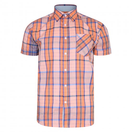 Kam Jeans 6201 Summer Casual Check Shirt Peach - Chemises - Chemises Grandes Tailles Hommes