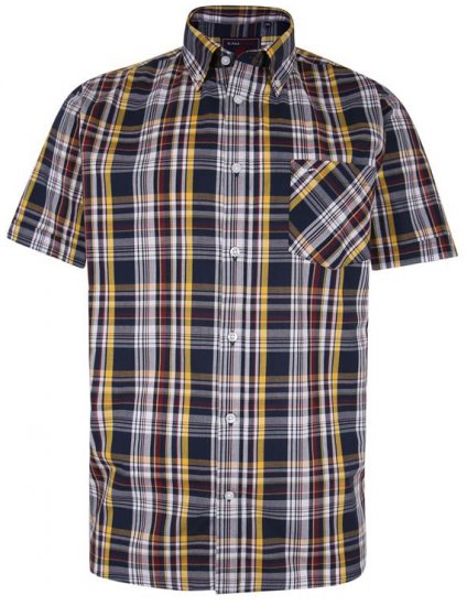 Kam Jeans 6208 SS Casual Check Shirt Navy - Chemises - Chemises Grandes Tailles Hommes