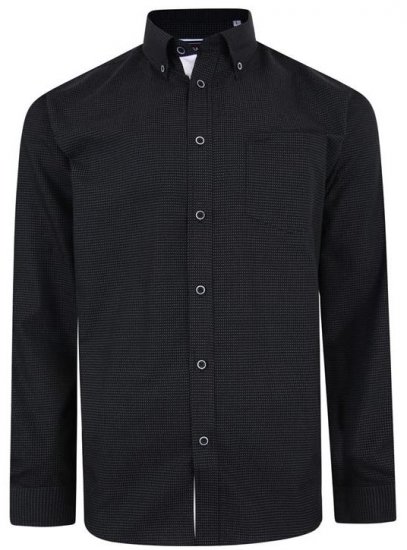 Kam Jeans 6210 LS Dobby Stitch Shirt Black - Chemises - Chemises Grandes Tailles Hommes