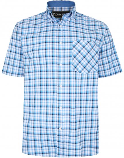 Kam Jeans 6214 Check Shirt Blue - Chemises - Chemises Grandes Tailles Hommes