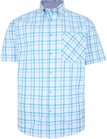 Kam Jeans 6215 Summer Check Shirt Turquoise - Chemises - Chemises Grandes Tailles Hommes