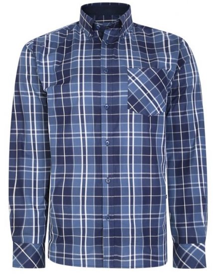 Kam Jeans 6221 Casual Checked Shirt Indigo - Chemises - Chemises Grandes Tailles Hommes