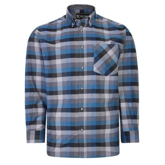 Kam Jeans 6222 Grazed Check Pattern Shirt Turquoise - Chemises - Chemises Grandes Tailles Hommes