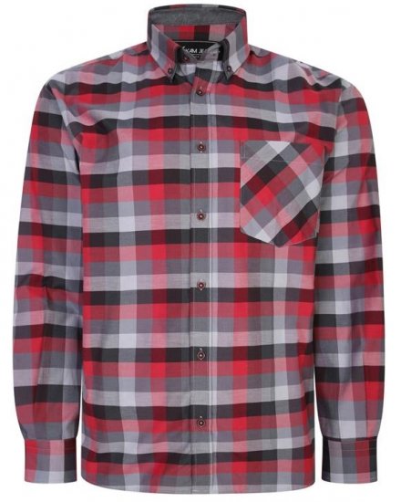 Kam Jeans 6222 Grazed Check Pattern Shirt Wine - Chemises - Chemises Grandes Tailles Hommes