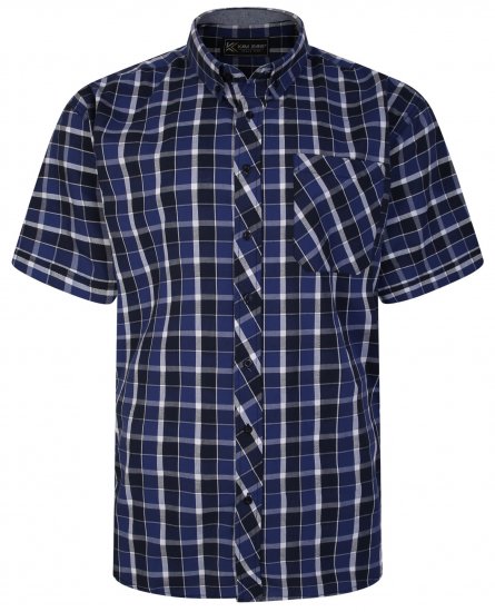 Kam Jeans 6240 SS Check Shirt Navy - Chemises - Chemises Grandes Tailles Hommes