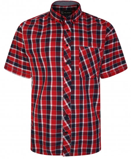 Kam Jeans 6240 SS Check Shirt Red - Chemises - Chemises Grandes Tailles Hommes
