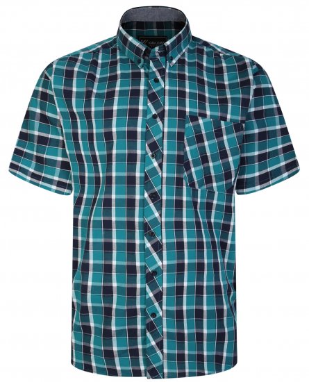Kam Jeans 6240 SS Check Shirt Teal - Chemises - Chemises Grandes Tailles Hommes
