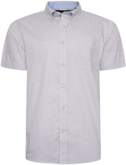 Kam Jeans 6279 All Over Geo Print Shirt White - Chemises - Chemises Grandes Tailles Hommes