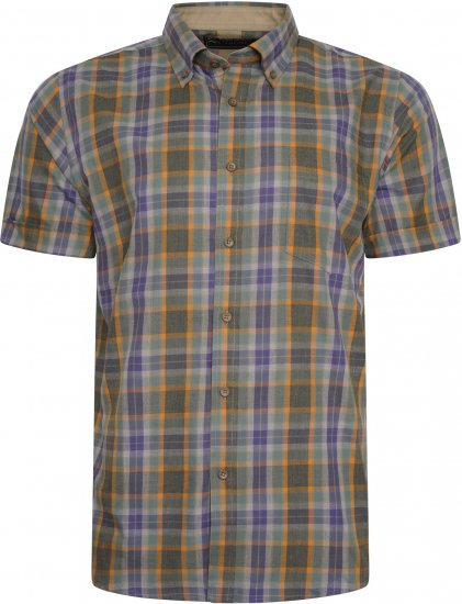 Kam Jeans 6282 Casual SS Check Shirt Brown - Chemises - Chemises Grandes Tailles Hommes