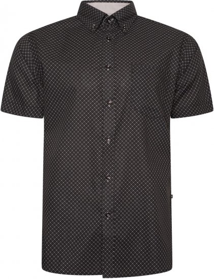 Kam Jeans 6299 All Over Diamond Print Small Sleeve Shirt Black - Chemises - Chemises Grandes Tailles Hommes