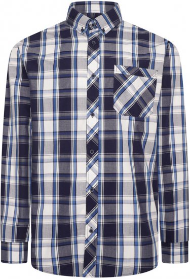 Kam Jeans 6301 LS Casual Check Shirt Navy - Chemises - Chemises Grandes Tailles Hommes