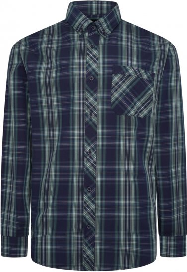 Kam Jeans 6301 LS Casual Check Shirt Teal - Chemises - Chemises Grandes Tailles Hommes