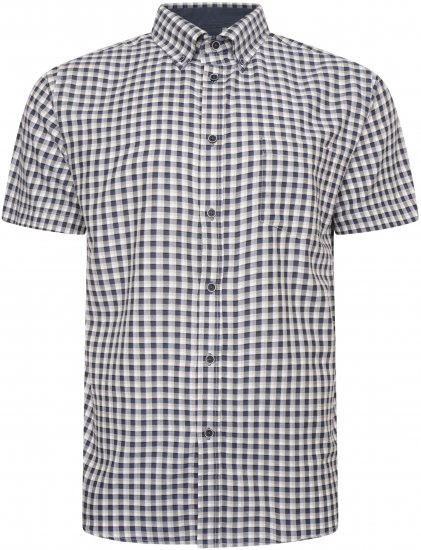 Kam Jeans 6302 Casual Gingham Check Shirt Blue - Chemises - Chemises Grandes Tailles Hommes