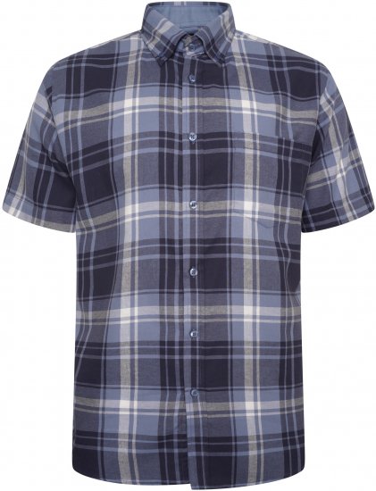 Kam Jeans 6303 Casual Check Short Sleeve Shirt Blue - Chemises - Chemises Grandes Tailles Hommes